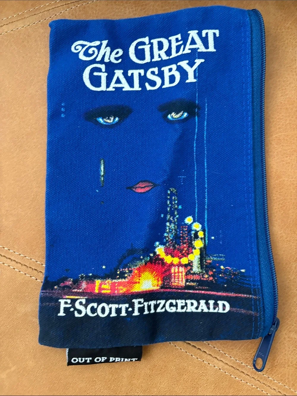 Out of Print Blue and Black The Great Gatsby Canvas Pouch